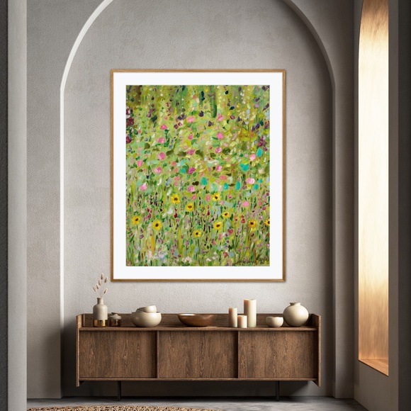 Flower Garden Wild Free Art Print Abstract floral whimsy cottagecore fairy decor - Picture 2 of 7